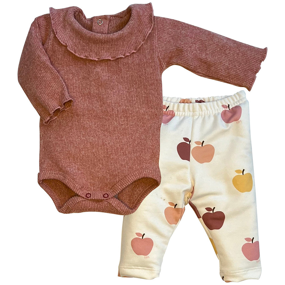 Conjunto Bebê Menina Body Canelado Calça Maçãs - Tilly Baby