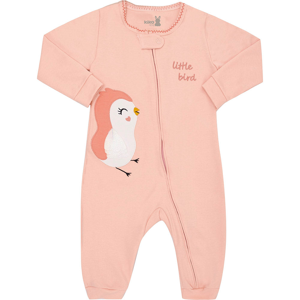 Macacão Bebê em Suedine C/ Zíper Passarinha - Kiko Baby