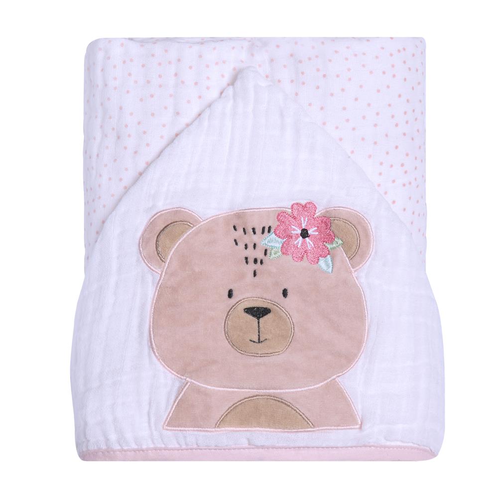 Toalha de Banho Soft Friends C/ Capuz Bordado 90x75CM - Papi