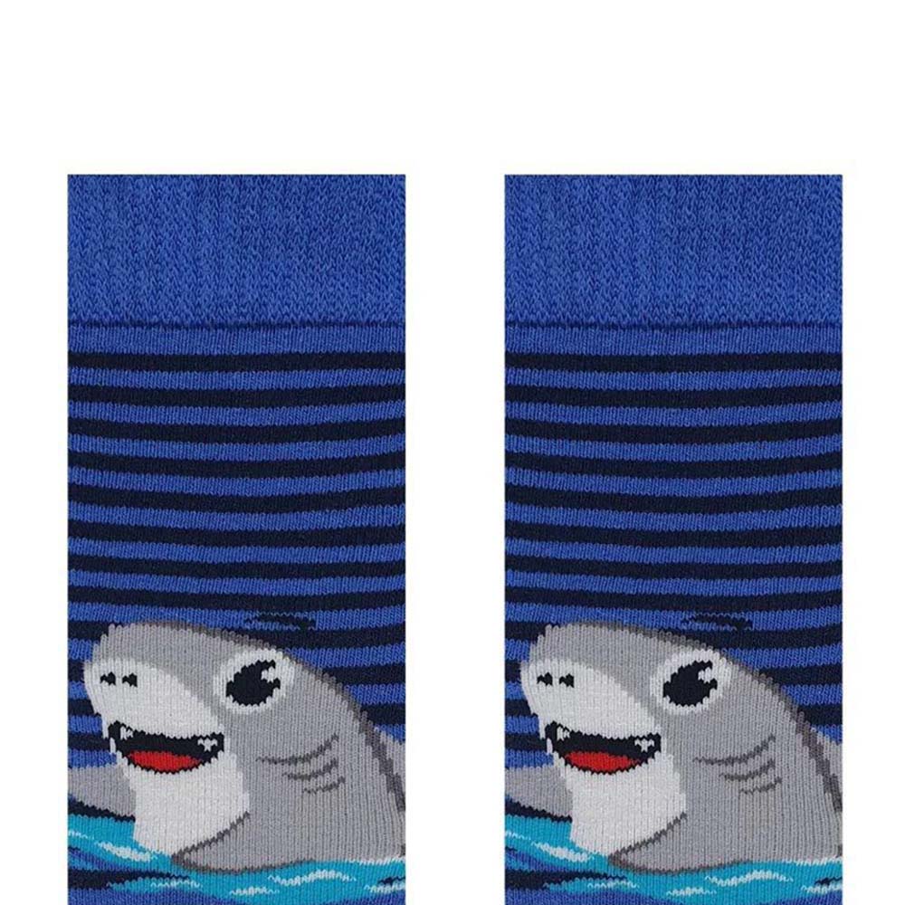 Meia Atoalhada Bebê Menino Azul Tubarão - Selene
