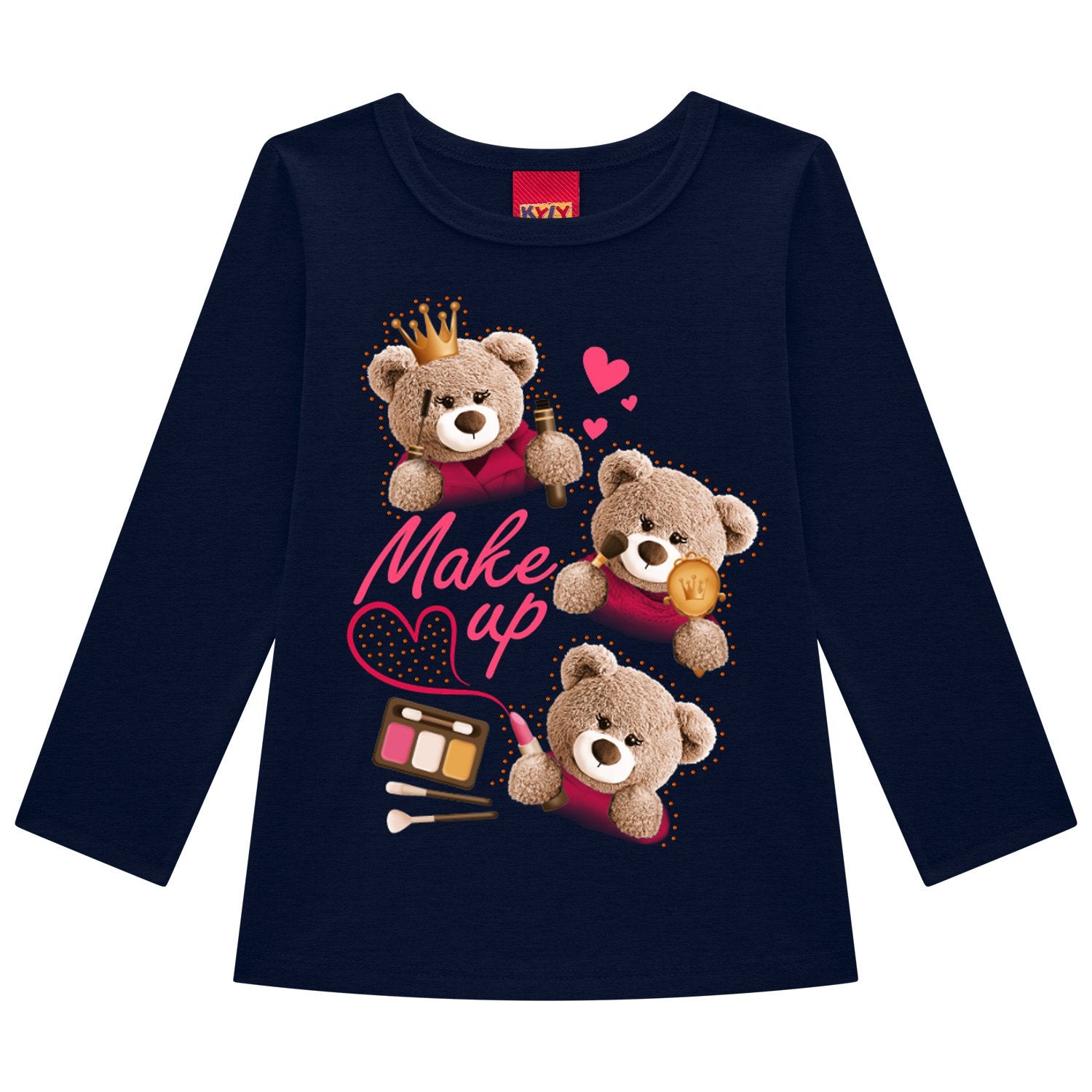 Blusa Infantil Menina Manga Longa em Cotton Ursos - Kyly