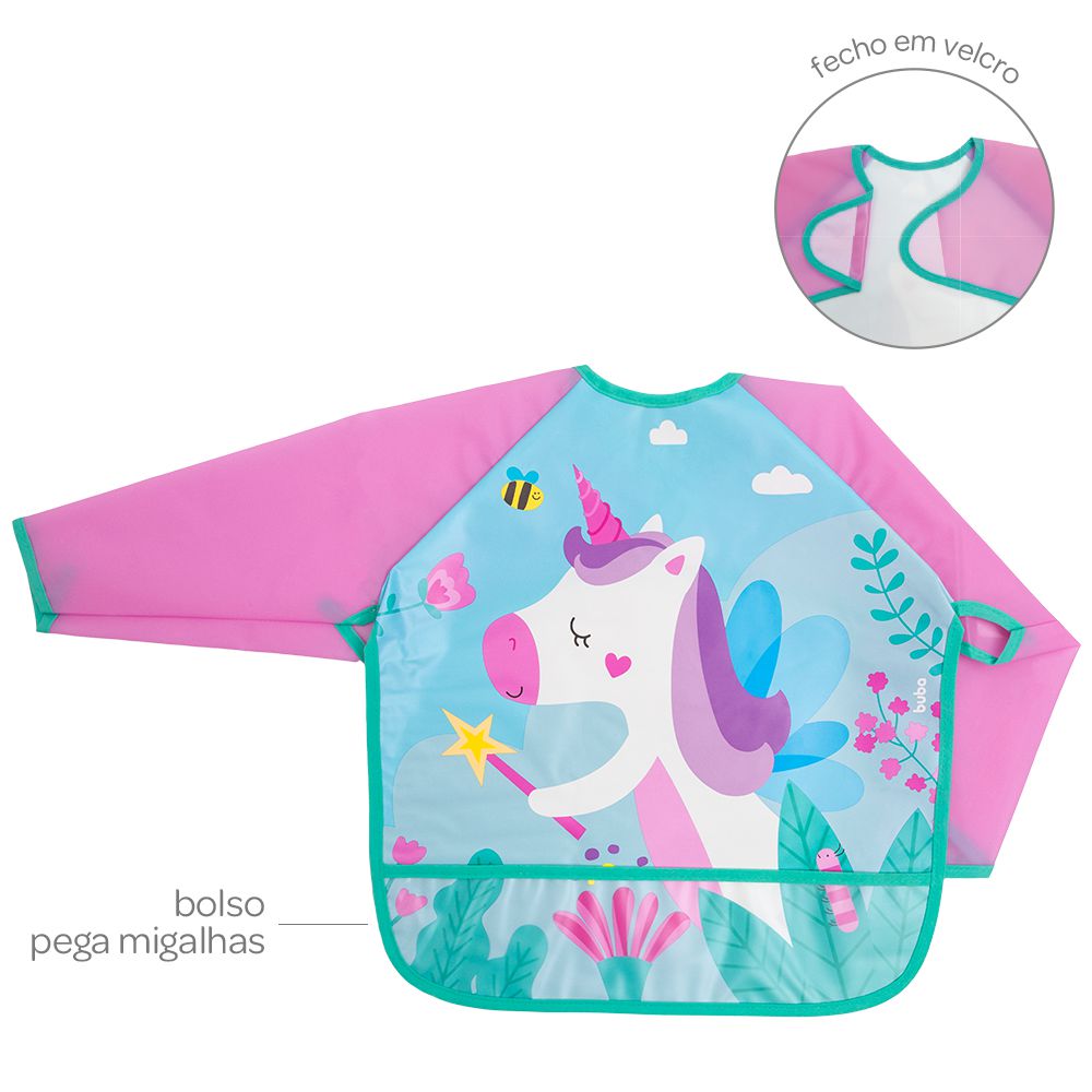 Babador Com Manga Impermeável Para Alimentação Menina - Buba