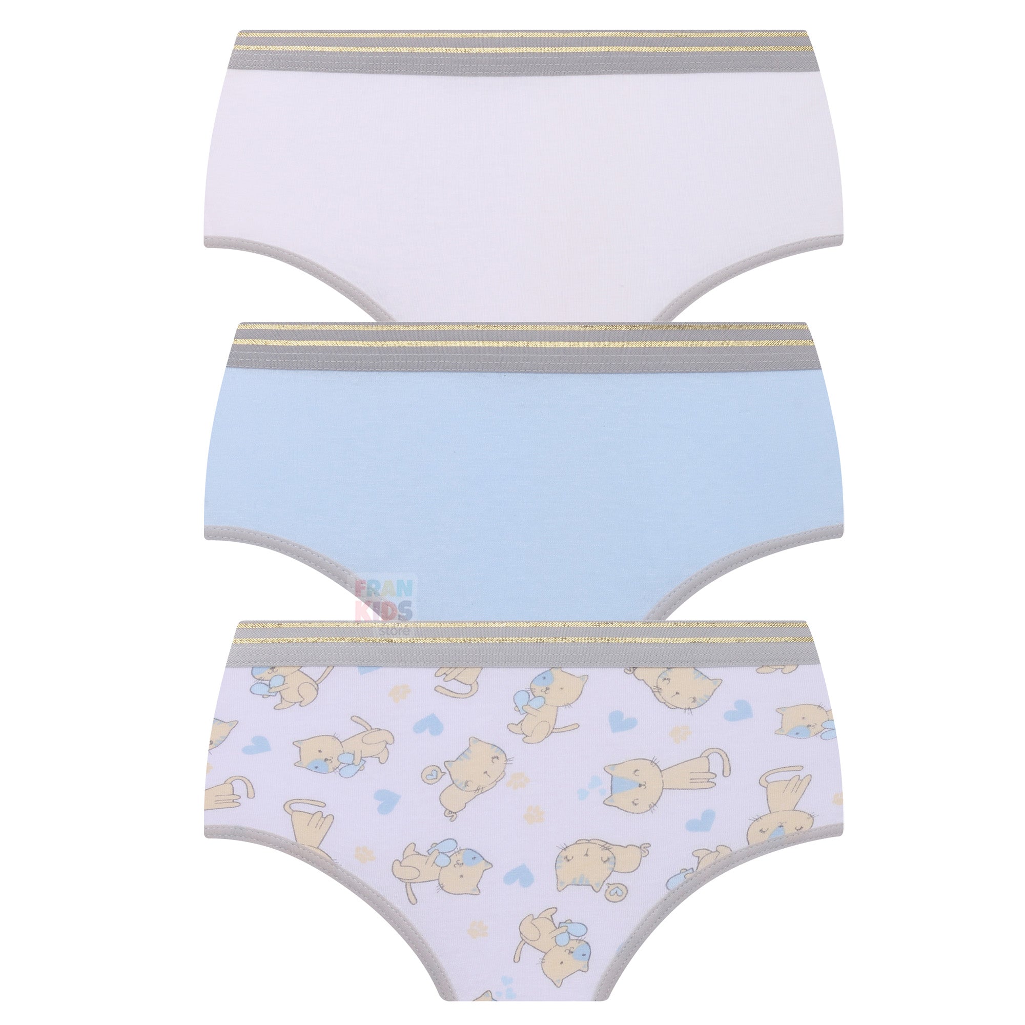 Kit Com 3 Calcinhas Infantil Lobinha Lurex - Lupo