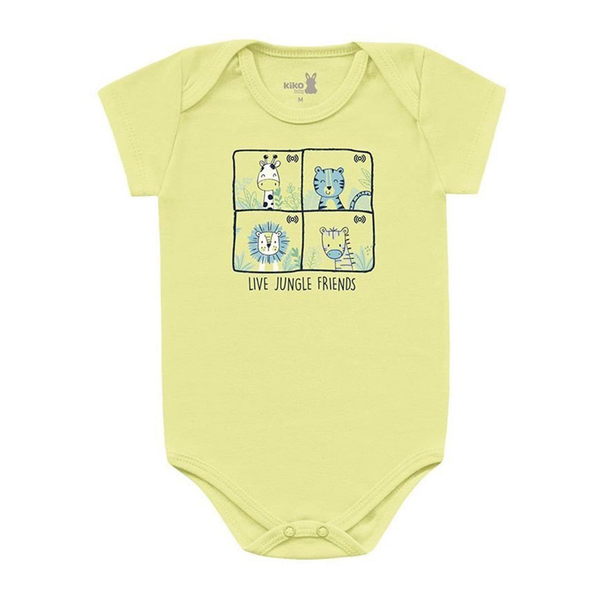 Body Manga Curta Bebê Menino Jungle Friends - Kiko Baby