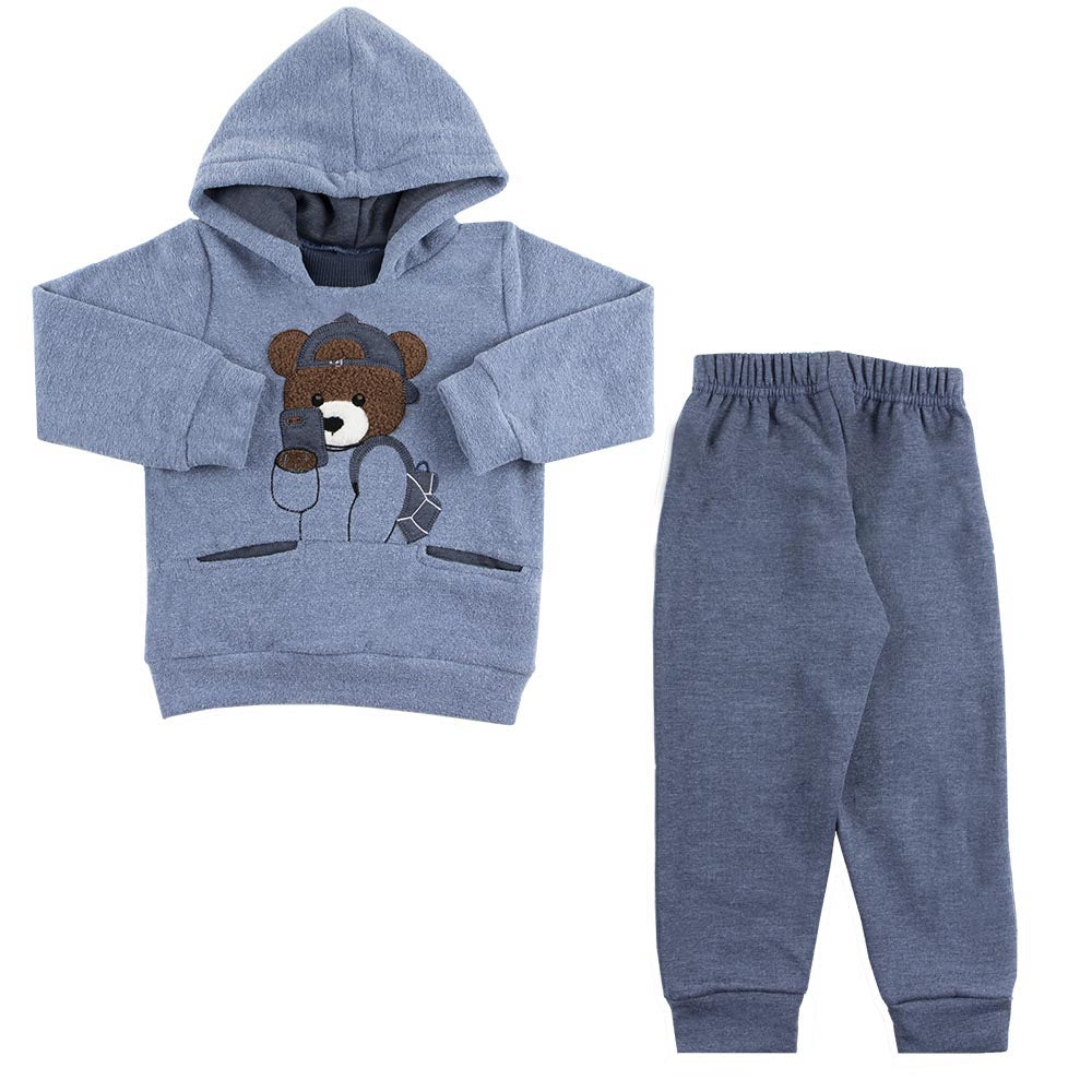 Conjunto Casaco Soft Glacê e Calça Moletom Urso - Rosebud