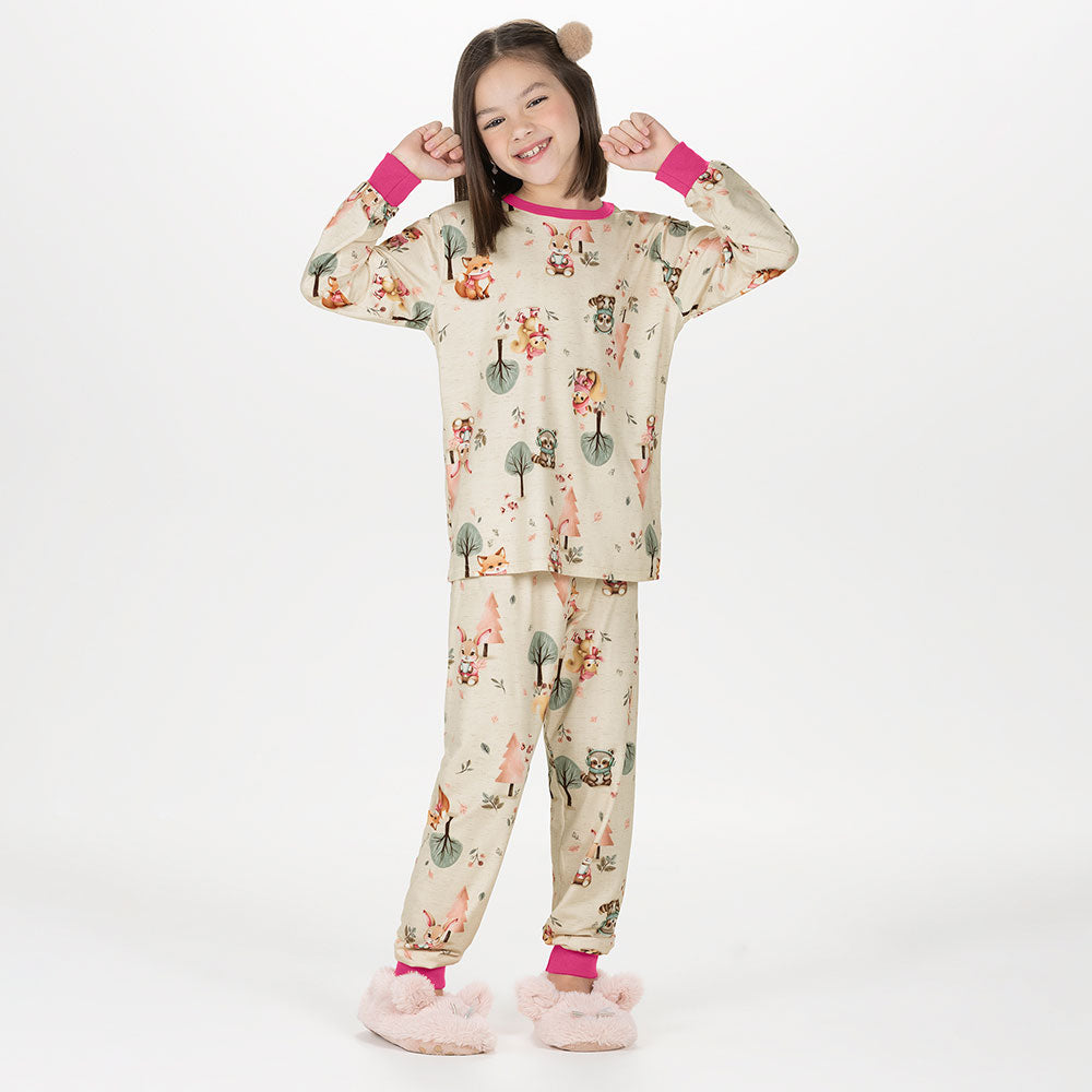Pijama Infantil Menina Malha Modelli Amigas - Alakazoo