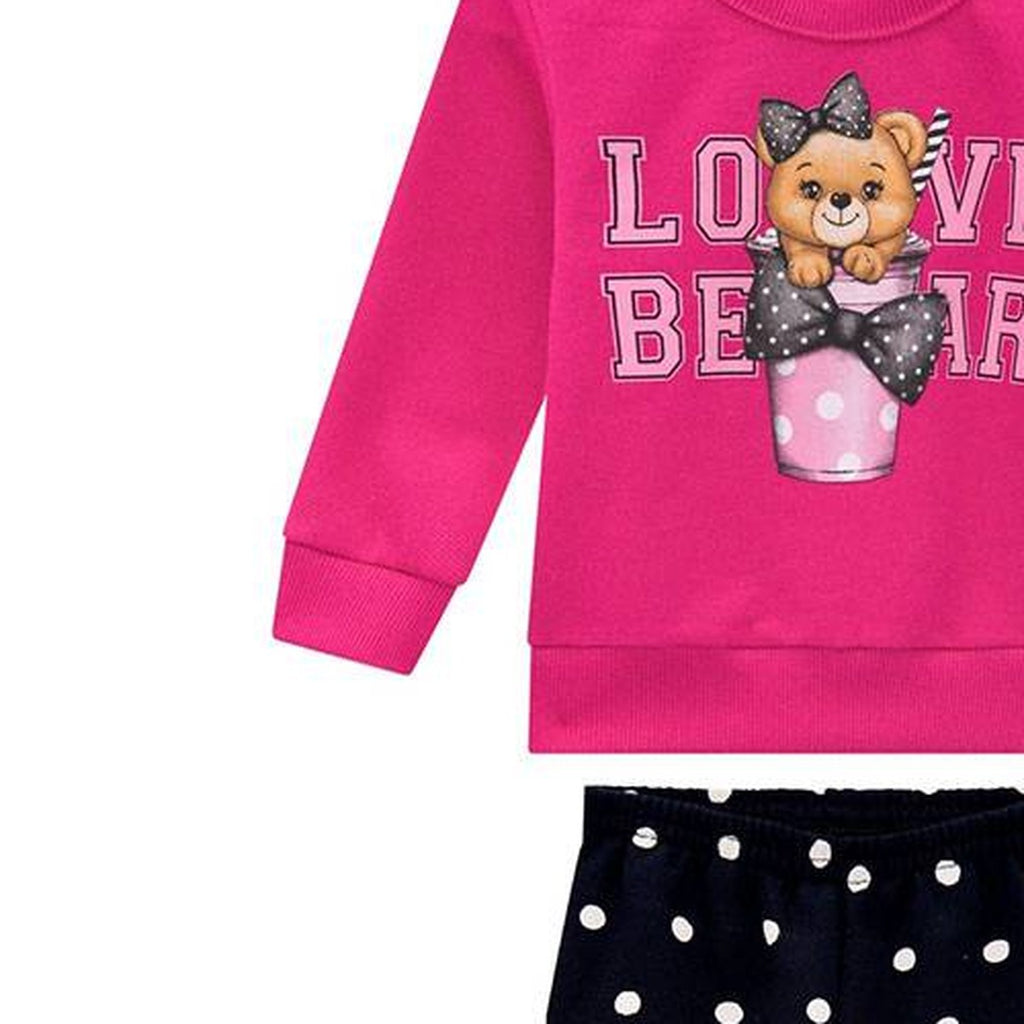 Conjunto Bebê Menina Moletom Peluciado Ursinha - Kyly