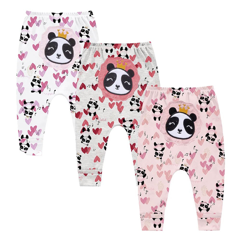 Calça Bebê Menina em Suedine Com Bordado Panda - Kiko Baby