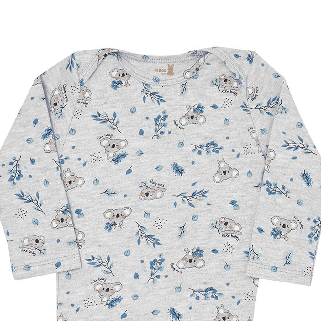 Body Manga Longa Bebê Menino Cinza Coalas - Kiko Baby