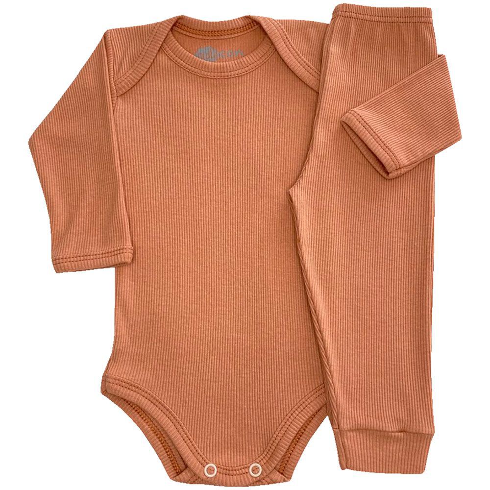 Conjunto Pijama Canelado Bebê Body e Calça - Odicon