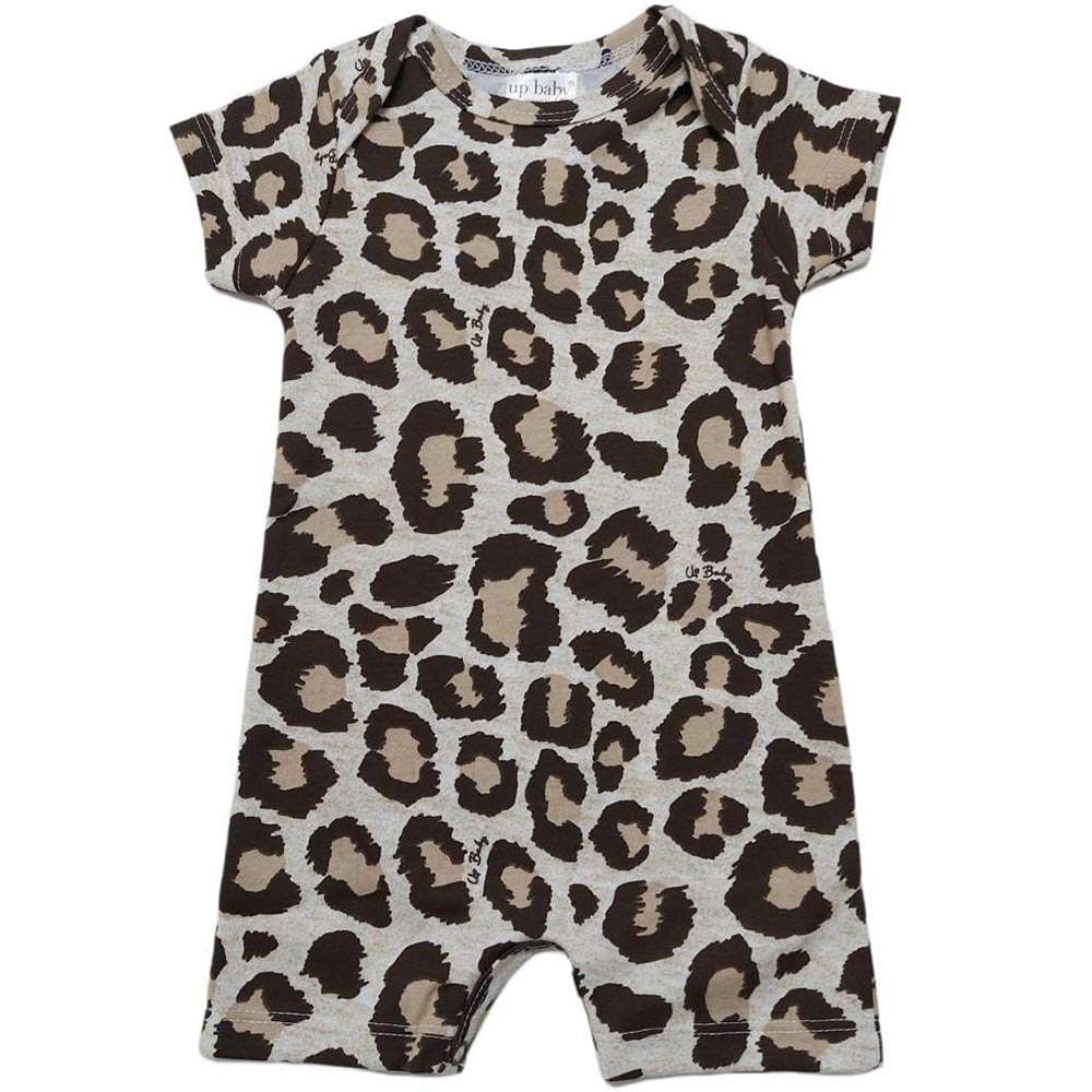 Macaquinho Bebê Menina Suedine Estampado Bege - Up Baby