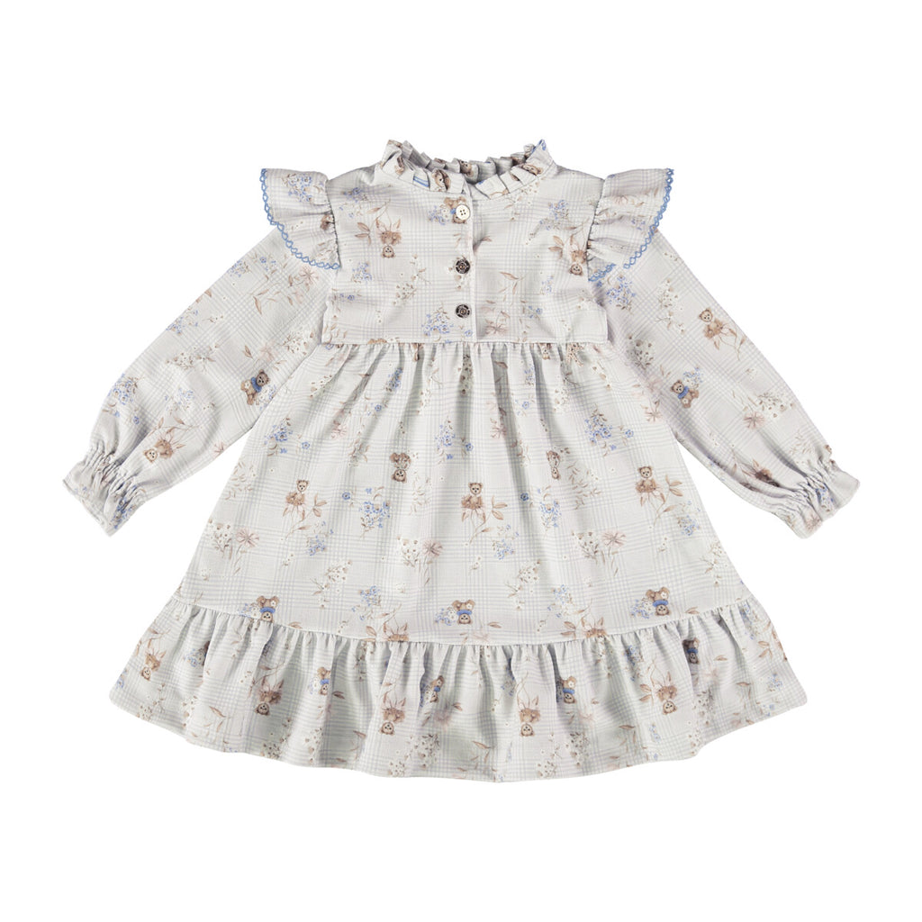 Vestido Infantil Manga Longa Ursos - Kiki Xodó