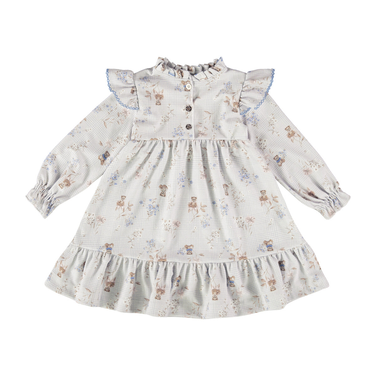 Vestido Infantil Manga Longa Ursos - Kiki Xodó