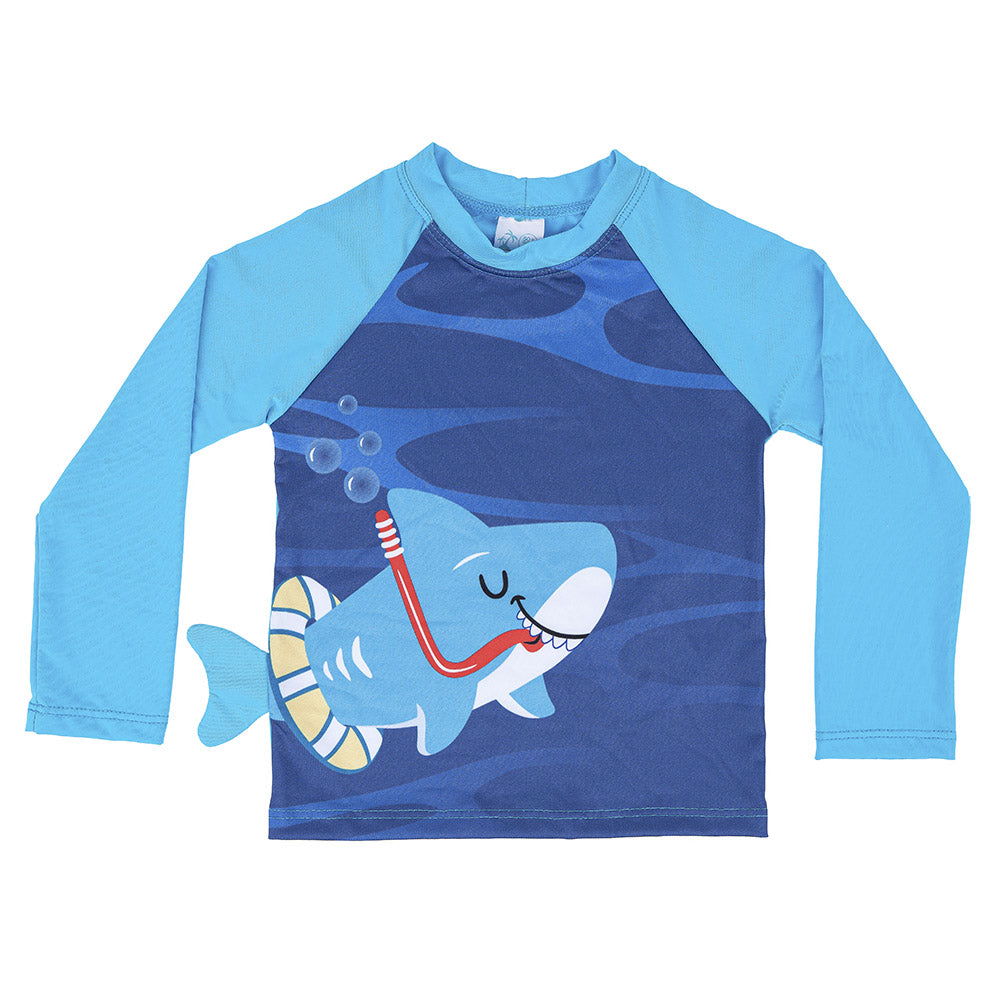 Camiseta Infantil Menino Com Proteção UV 50+ Tubarão - Everly