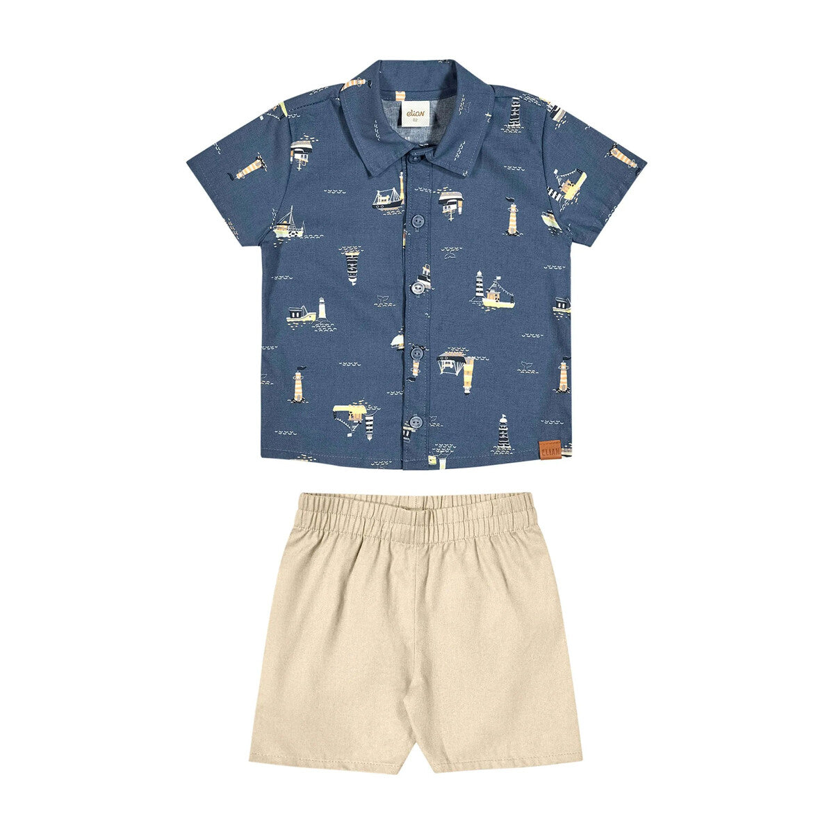 Conjunto Infantil Camisa Tricoline e Bermuda Sarja - Elian
