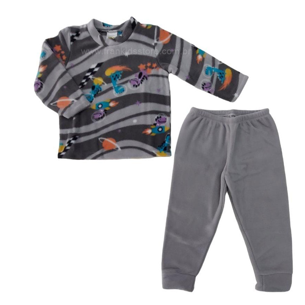 Pijama Soft Menino Estampado Cinza - Have Fun