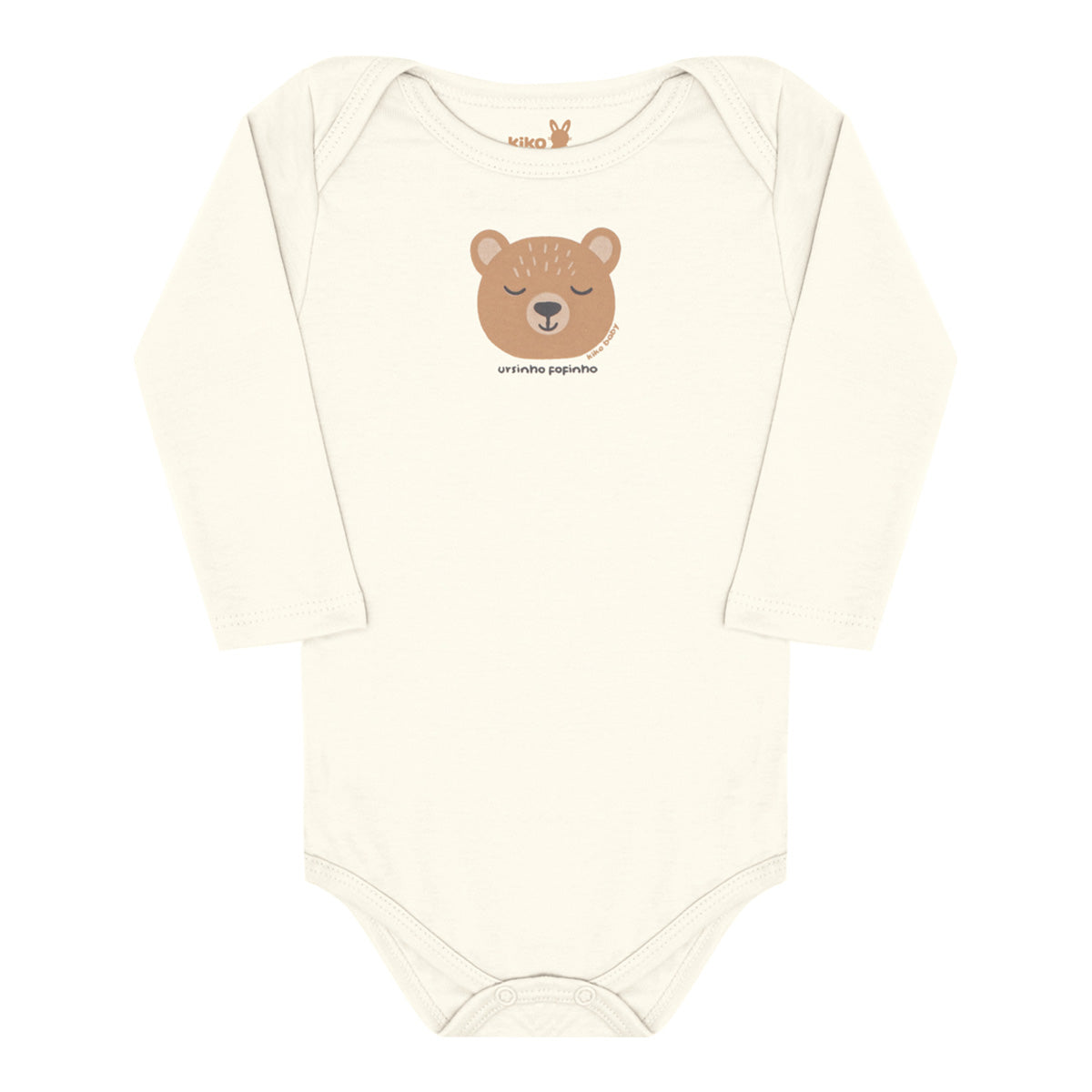 Body Manga Longa Bebê Menino em Suedine Urso - Kiko Baby