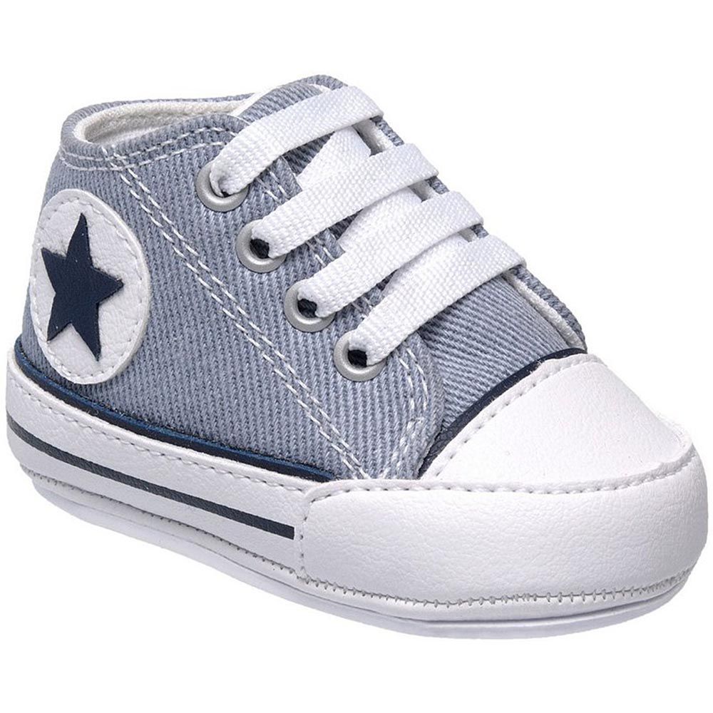 Tênis Estilo All Star Azul / Branco Cano Alto - Fran Kids