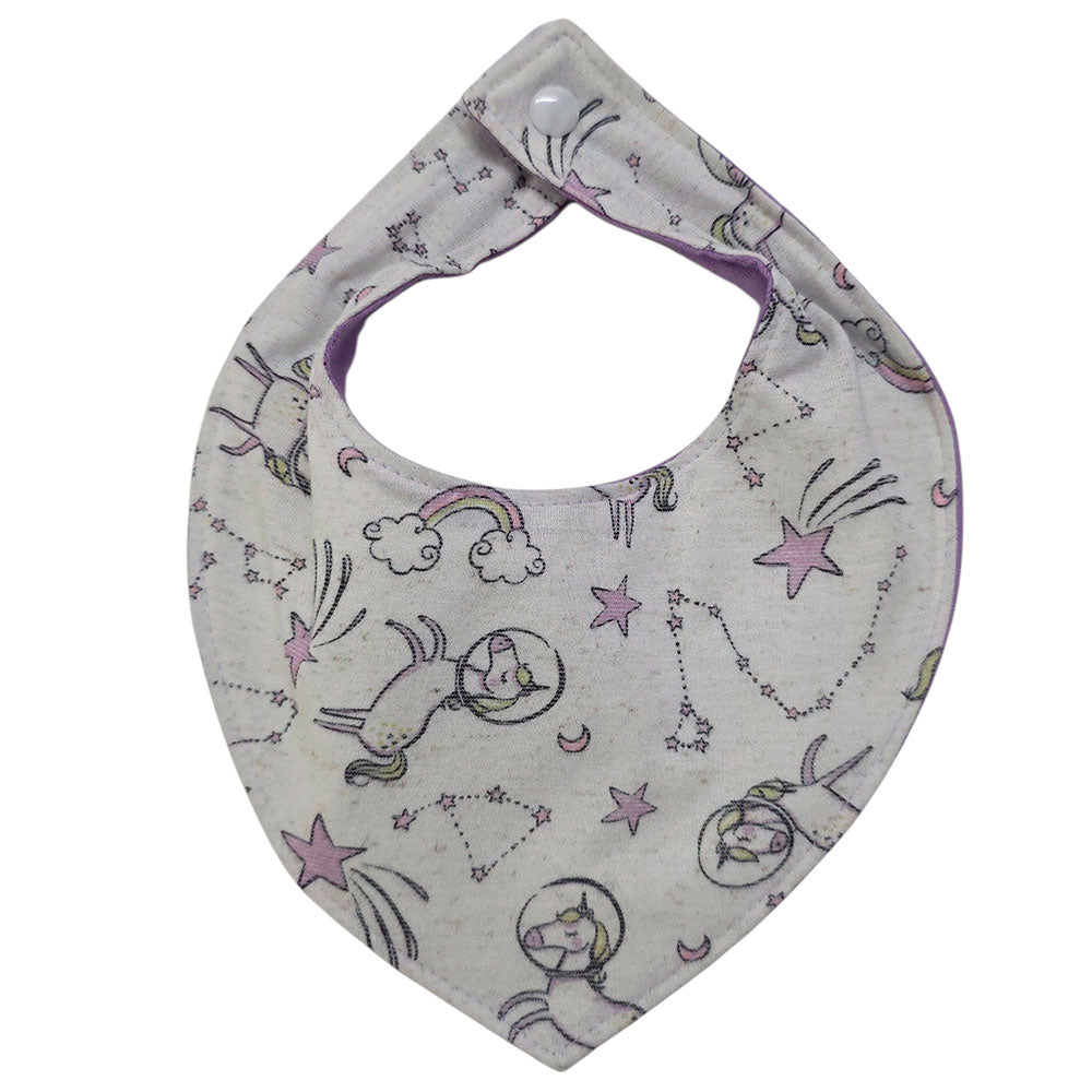 Babador Bandana Impermeável Bebê Unicórnio Estrelas