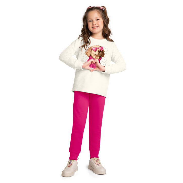 Conjunto Infantil Menina Moletom Peluciado Love Dog - Kyly