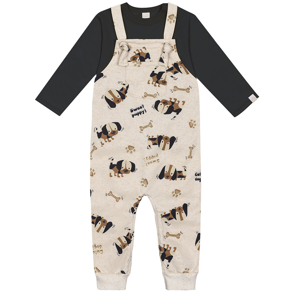Conjunto Menino Jardineira e Camiseta Cachorro - Abrange