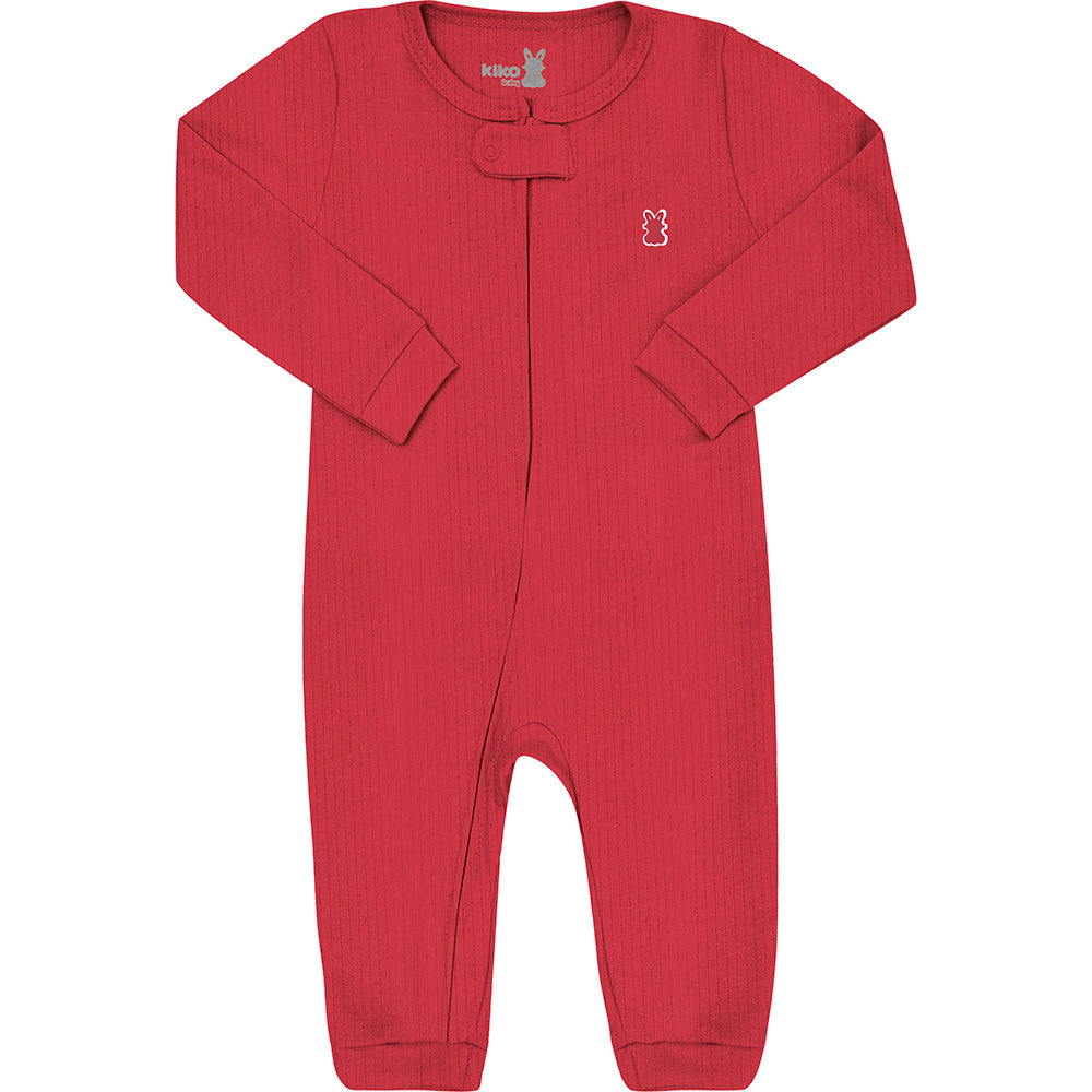 Macacão Bebê Canelado em Suedine C/ Zíper - Kiko Baby