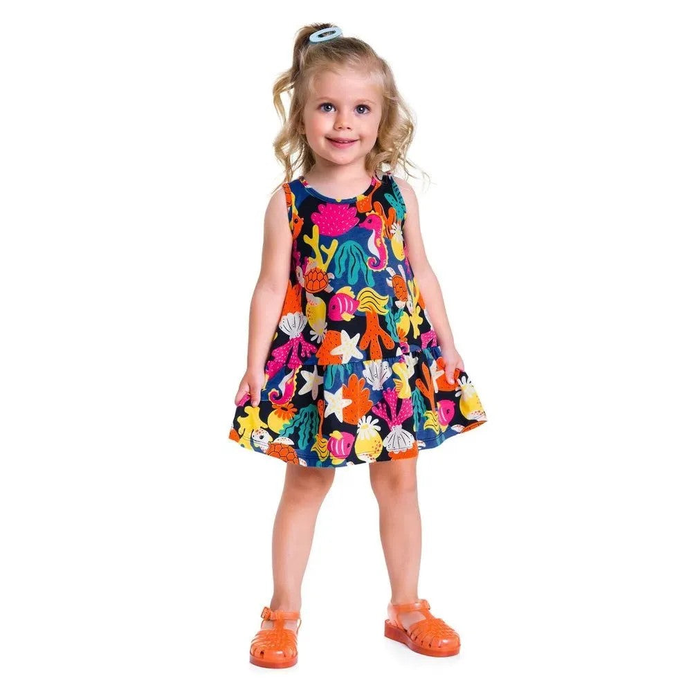 Vestido Infantil Fundo do Mar - Kyly