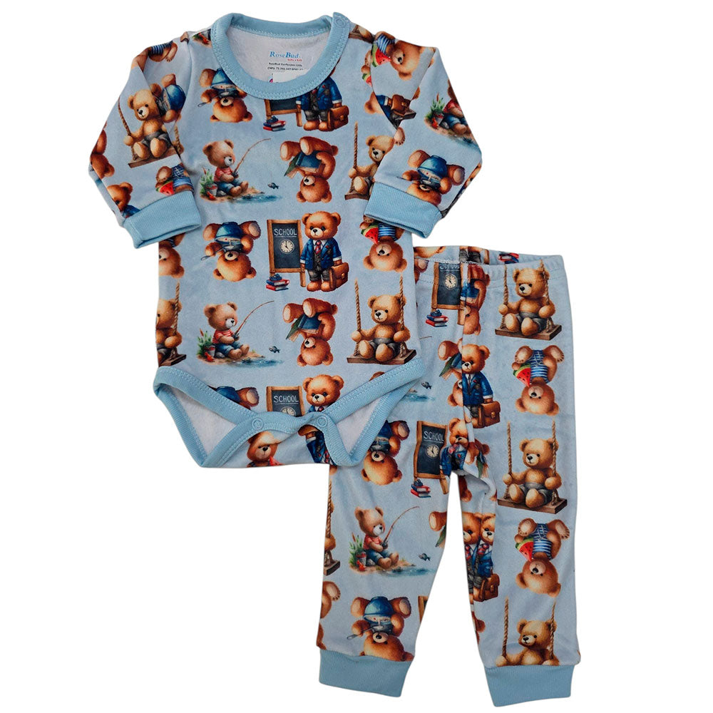 Conjunto Body e Calça Fleece Luxo Bebê Ursos - Rosebud