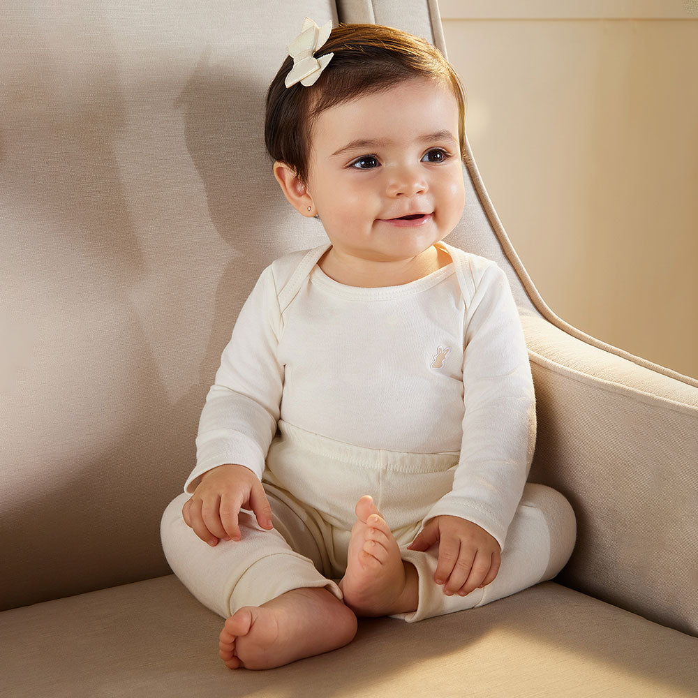Conjunto Bebê Unissex Body e Calça Suedine Liso - Kiko Baby