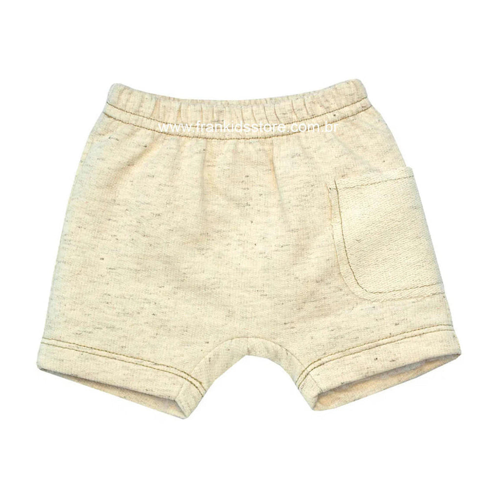 Short Com Bolso Menino Moletinho Bege - Tilly Baby