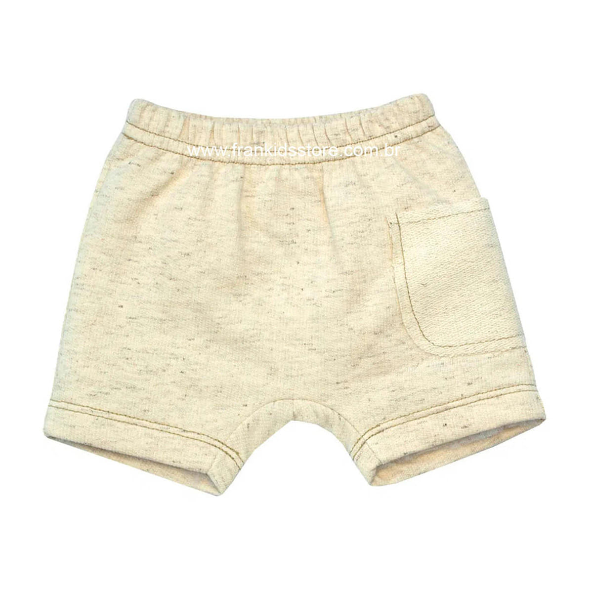 Short Com Bolso Menino Moletinho Bege - Tilly Baby