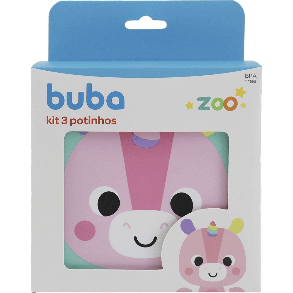 Kit 3 Potinhos Para Bebê Buba Zoo Unicórnio - Buba