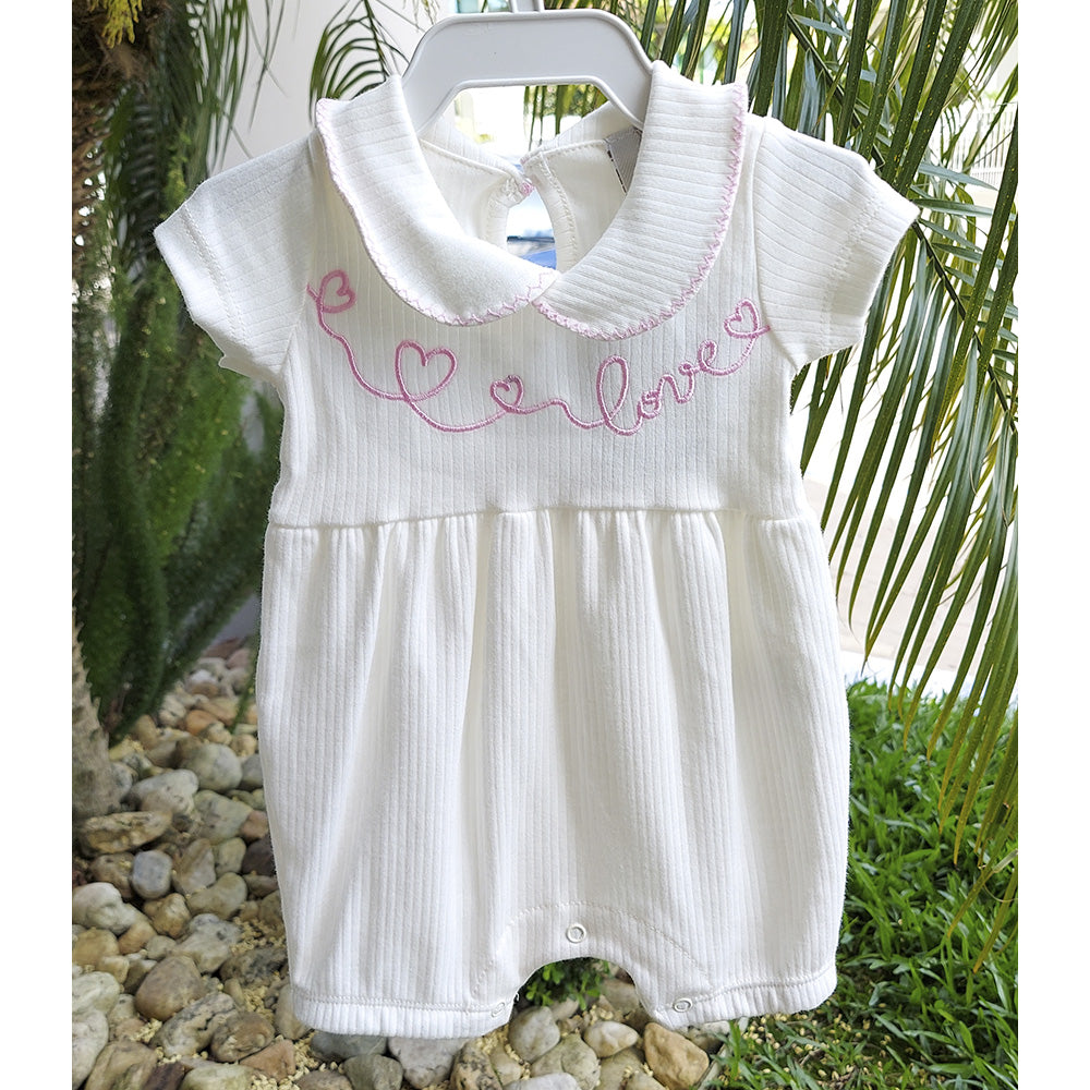 Macaquinho Bebê Menina em Suedine Com Gola - Kiko Baby