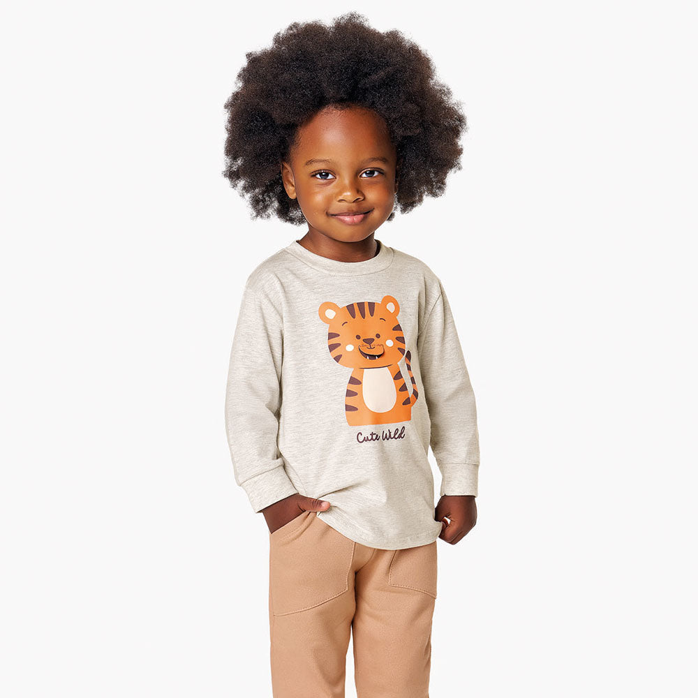 Camiseta Manga Longa Bebê Menino Tigre - Kiko e Kika