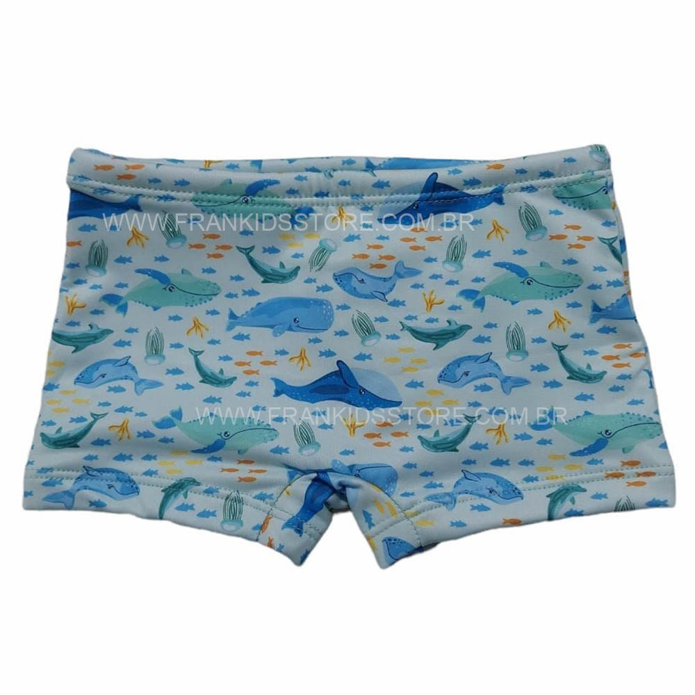 Sunga Boxer Bebê C/ Proteção UV 50+ Azul Tubarão - Everly