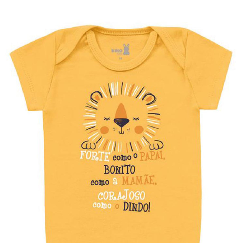 Body Manga Curta Bebê Menino Papai, Mamãe e Dindo - Kiko Baby