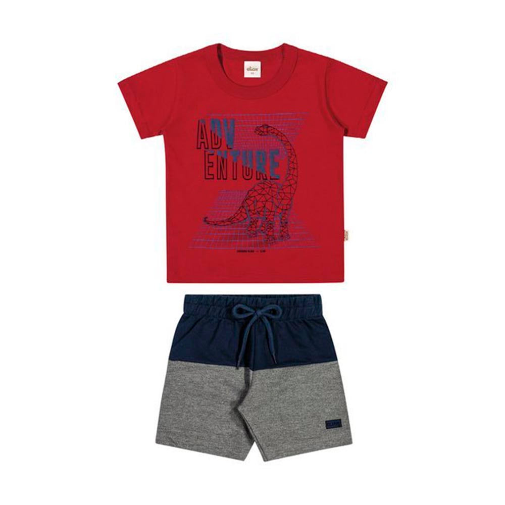 Conjunto Camiseta em Meia Malha e Bermuda Moletinho Light - Elian