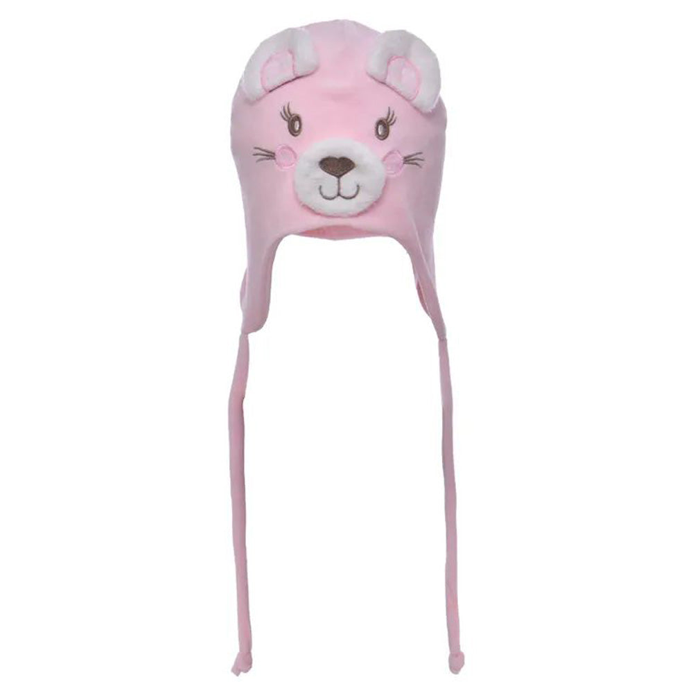 Touca Plush Bordada Com Protetor de Orelha Ursinha - Everly