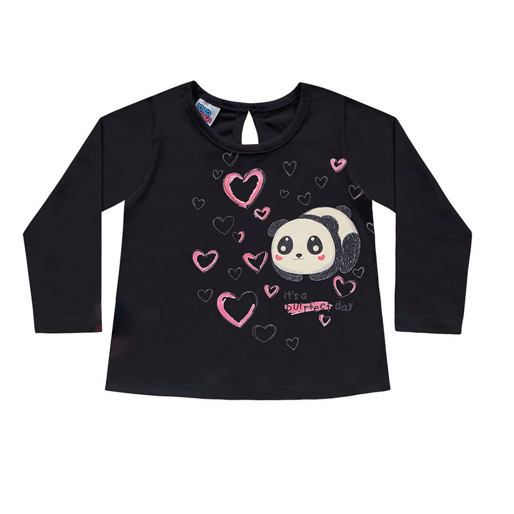 Blusa Infantil Panda Corações - Kiko e Kika