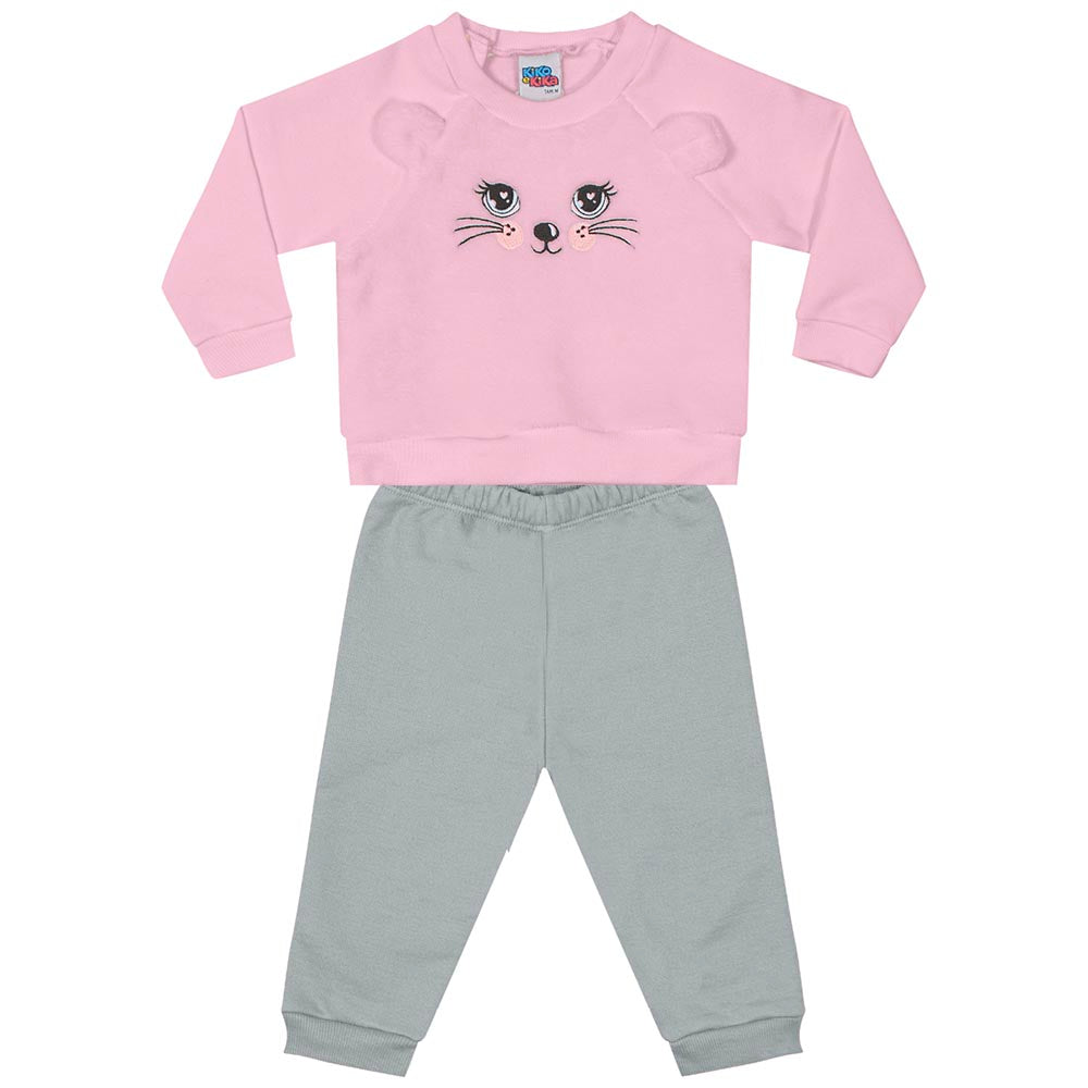 Conjunto Bebê Menina Moletom Peluciado e Fleece - Kiko e Kika