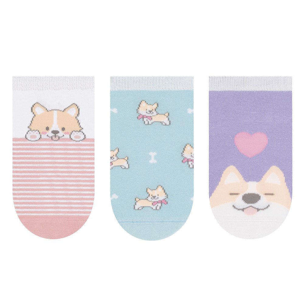 Kit 3 Pares Meia Cano Curto Infantil Menina Love - Selene