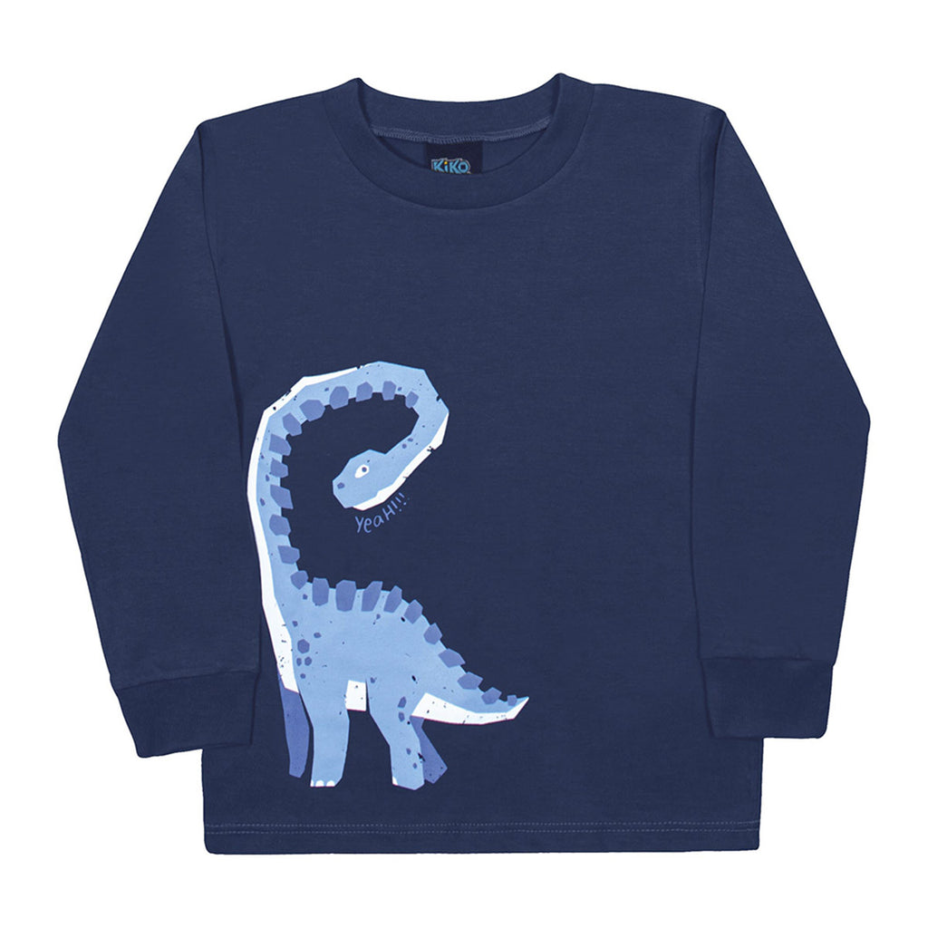 Camiseta Infantil Menino Manga Longa Dino - Kiko e Kika