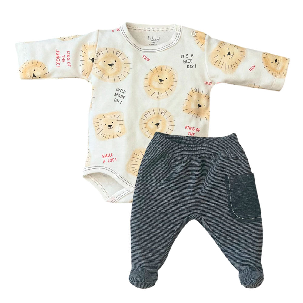 Conjunto Bebê Menino Body Longo e Calça Leão - Tilly Baby