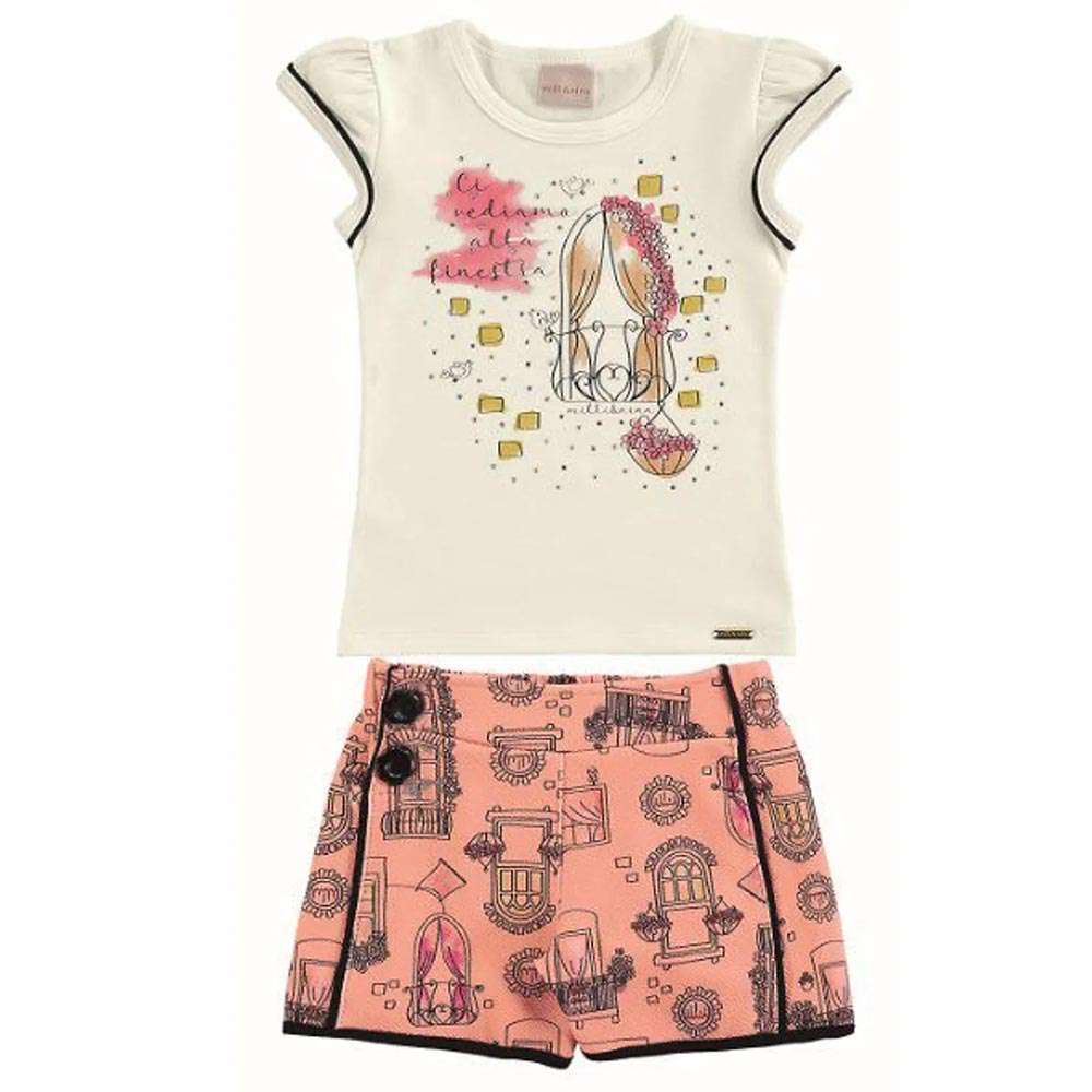Conjunto Bebê Infantil Com Short - Milli e Nina
