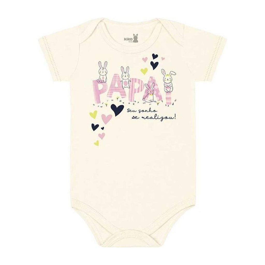 Body Manga Curta Bebê Menina Papai Seu Sonho - Kiko Baby