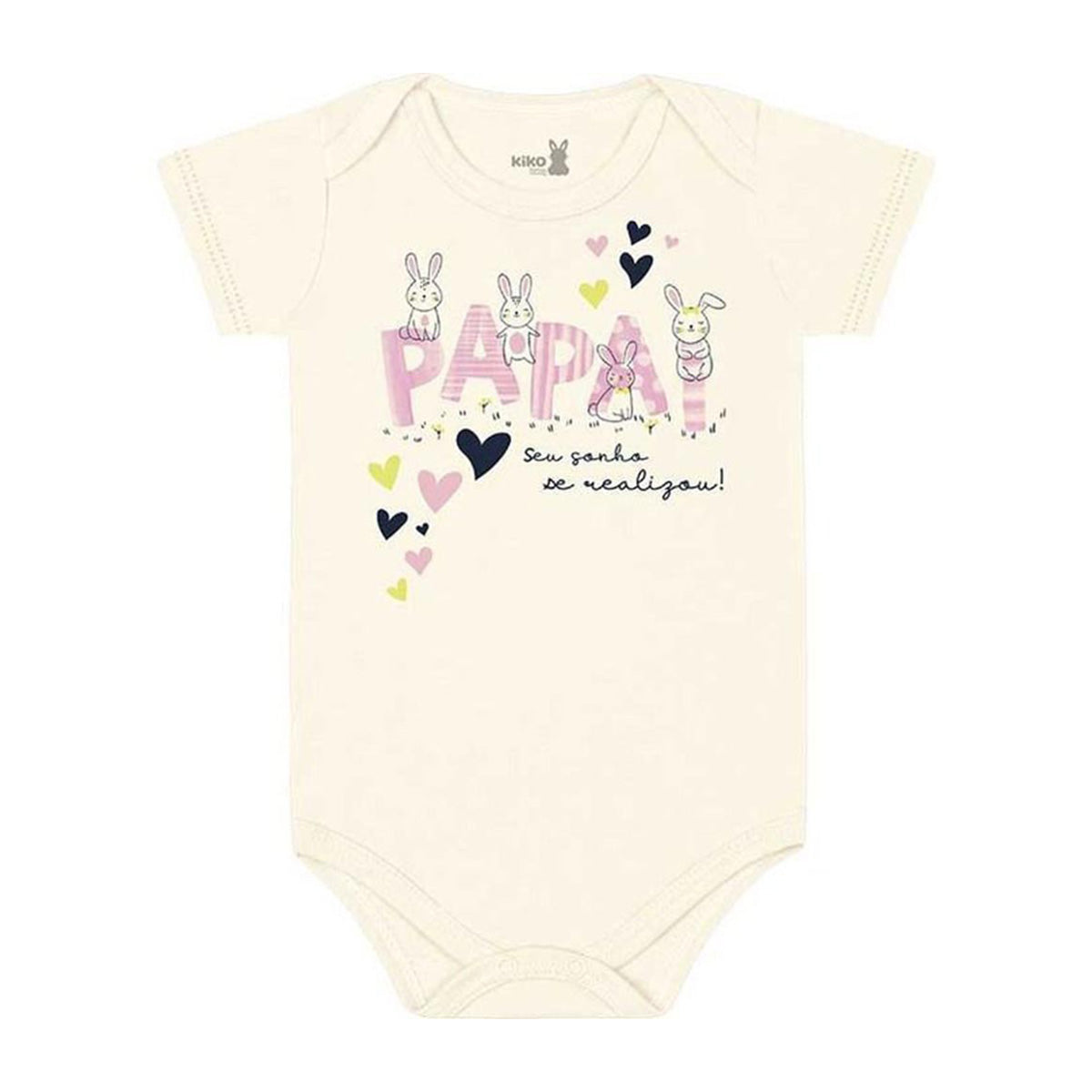 Body Manga Curta Bebê Menina Papai Seu Sonho - Kiko Baby