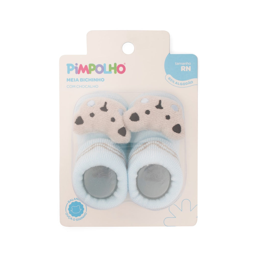 Meia Bichinho Bebê Menino RN C/ Chocalho Urso - Pimpolho