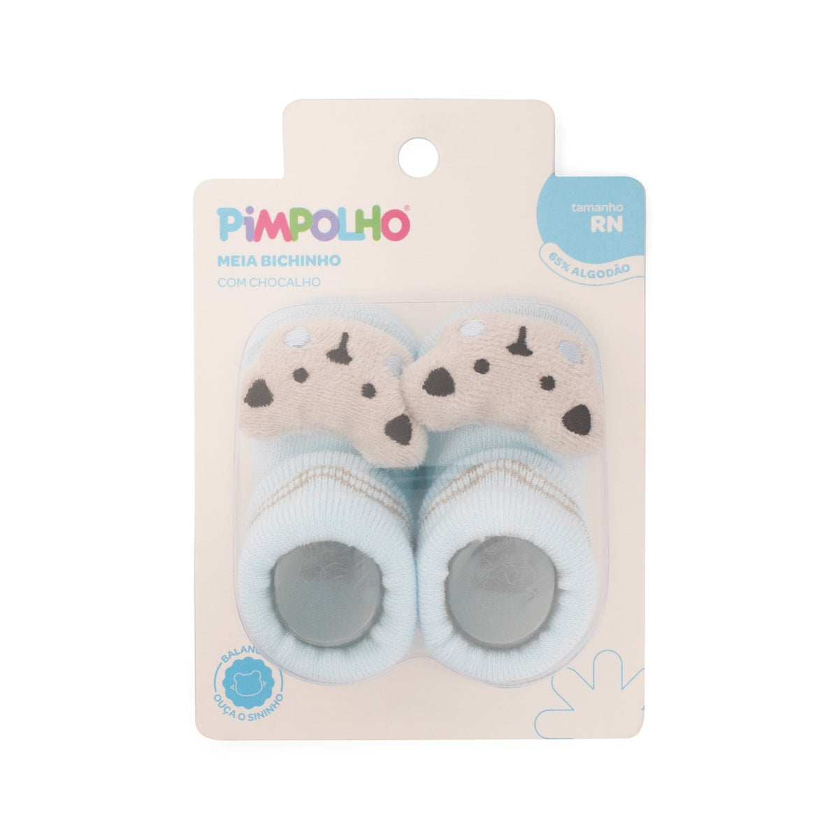 Meia Bichinho Bebê Menino RN C/ Chocalho Urso - Pimpolho