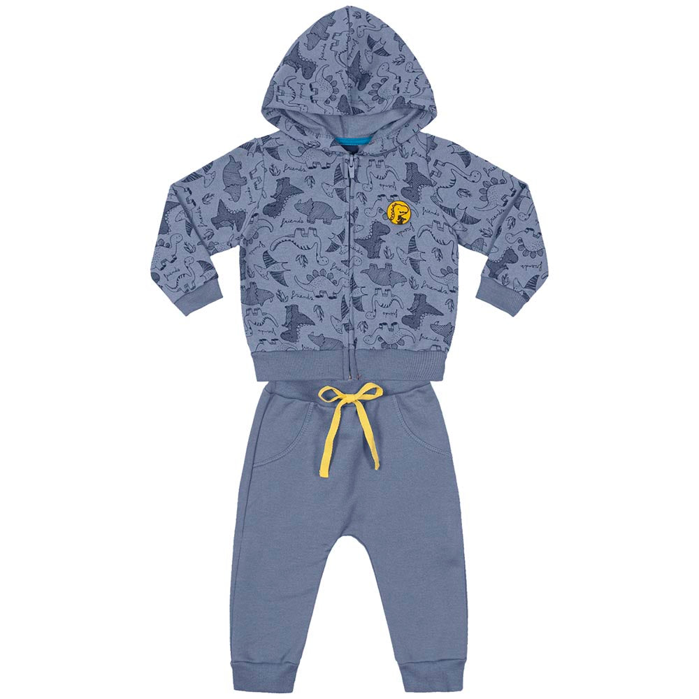Conjunto Jaqueta e Calça Moletom Peluciado Azul - Kiko e Kika