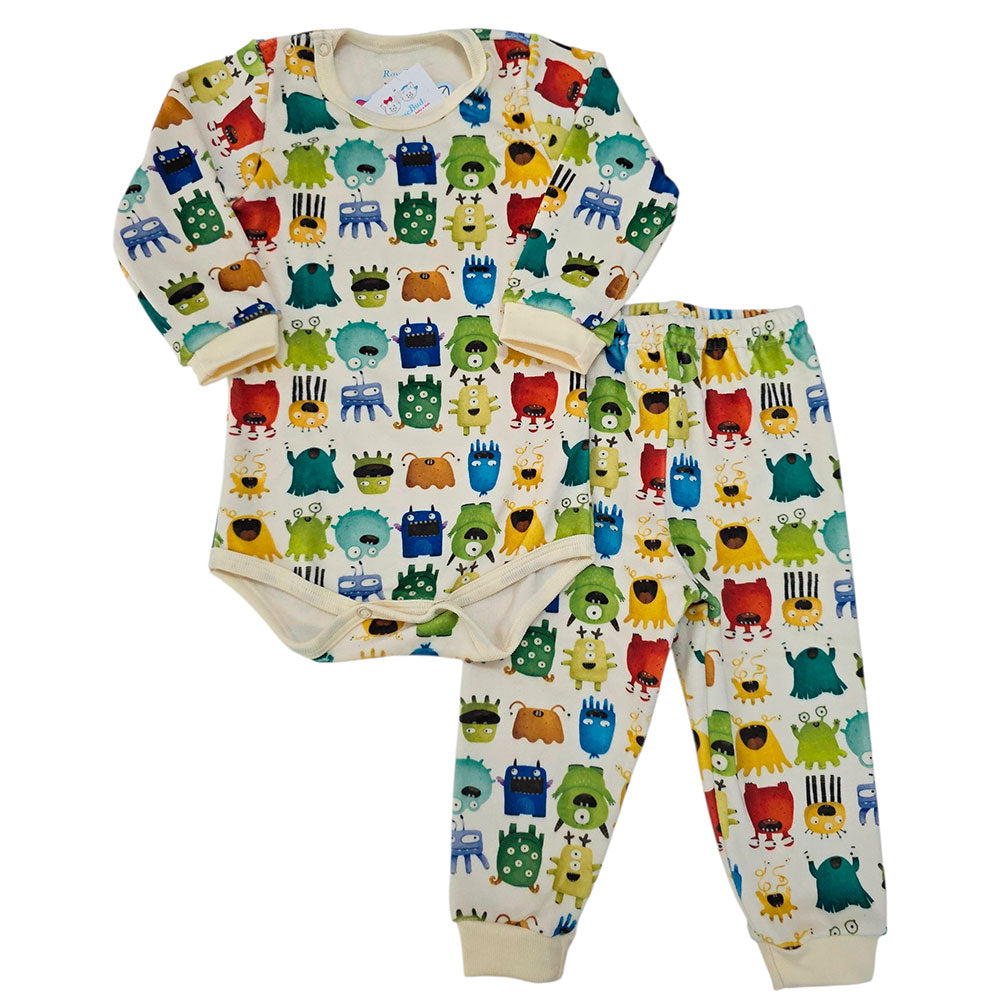 Conjunto Body e Calça Fleece Luxo Bebê Monstrinhos - Rosebud